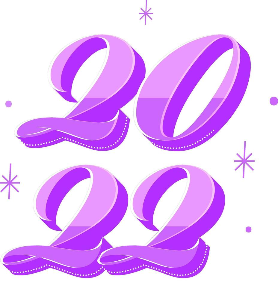 3D Purple 2022 Number On White Background. vector