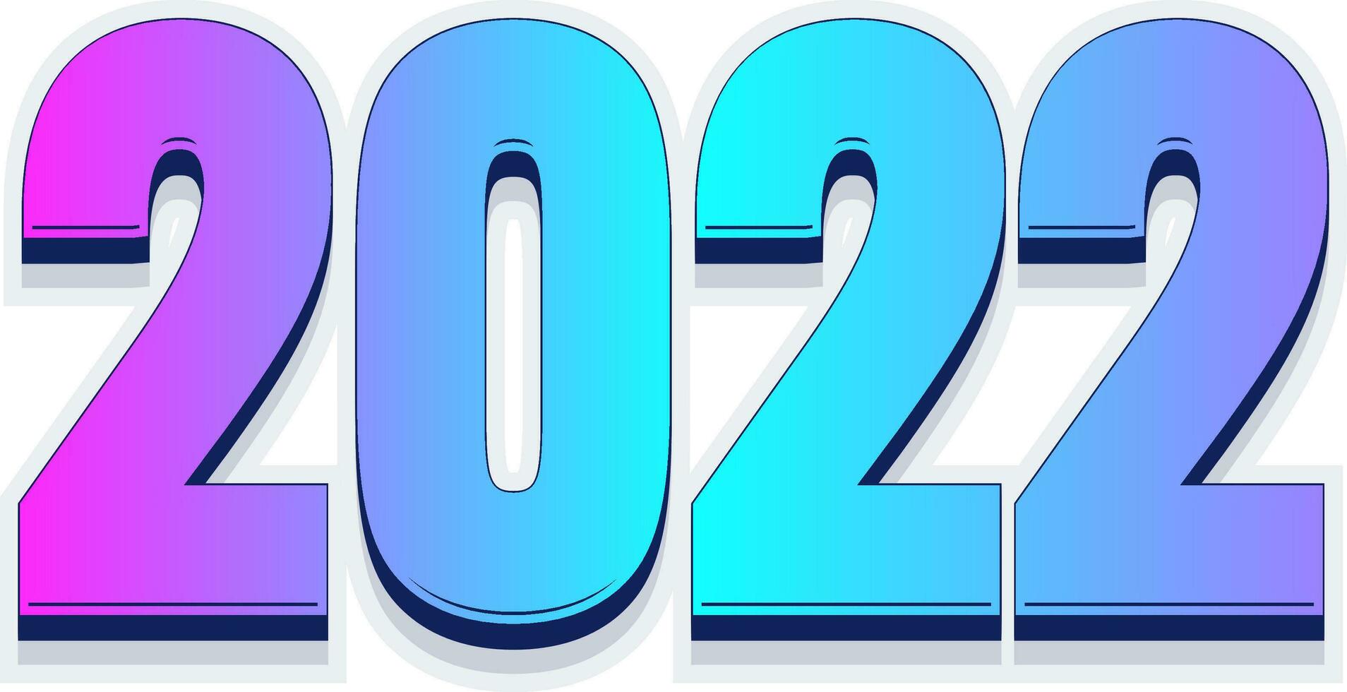 Blue And Pink Gradient 2022 Number On White Background. vector
