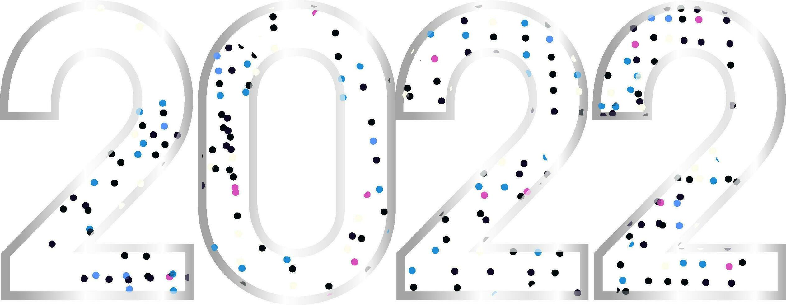 Silver Linear Style 2022 Number With Dots Effect On White Background. vector
