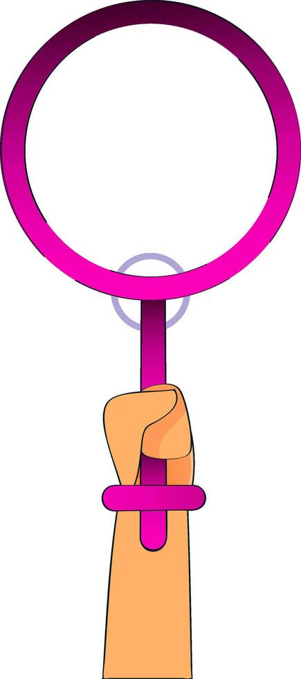 Female Gender Symbol Holding Hand Flat Vector. vector