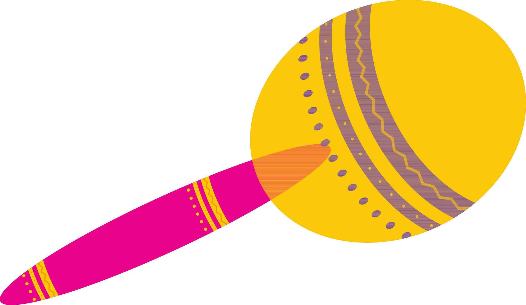 Isolated Maracas Element In Chrome Yellow And Pink Color. vector