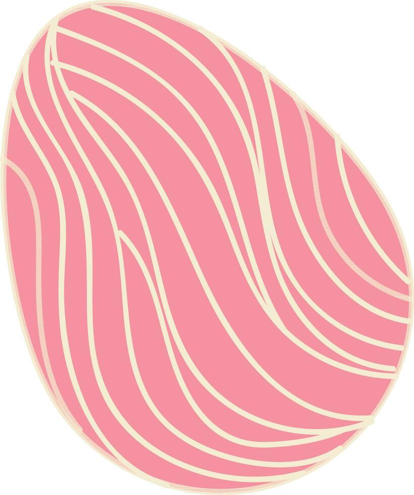 Pink Wavy Printed Egg On White Background. vector