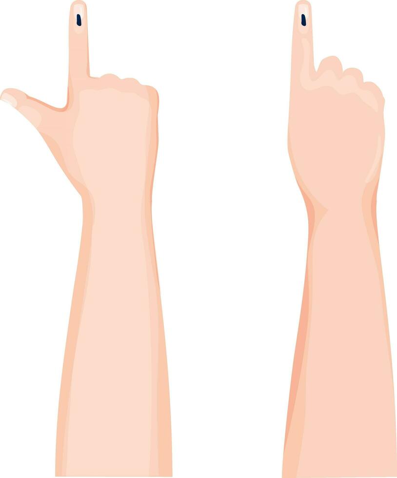 Voting Sign Showing Finger Hand Poses Set. vector