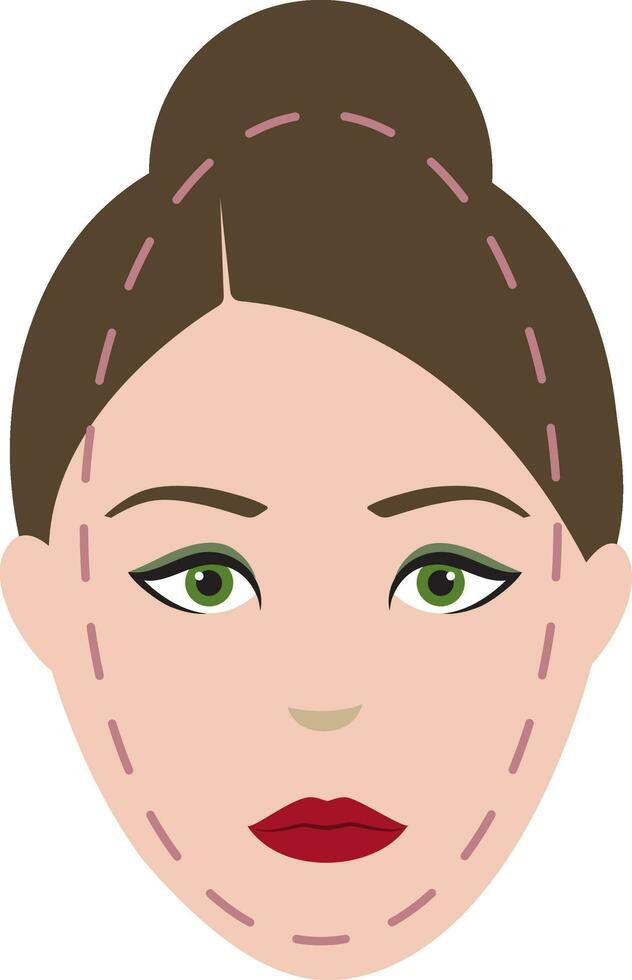 Oblong Face Shape Young Female Character Icon in Flat Style. vector