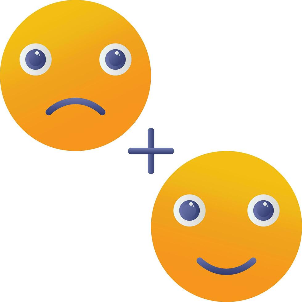 Happy With Sad Emoji Face Icon In Orange And Blue Color. vector