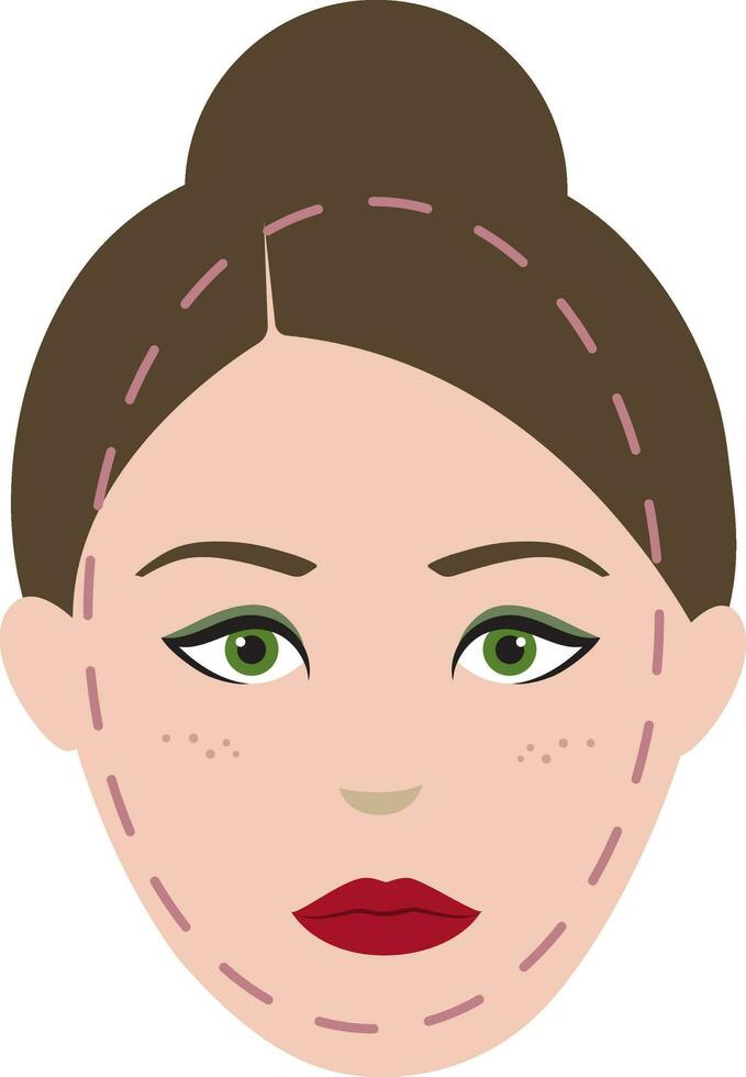 Oval Face Shape Young Female Character Icon In Flat Style. vector