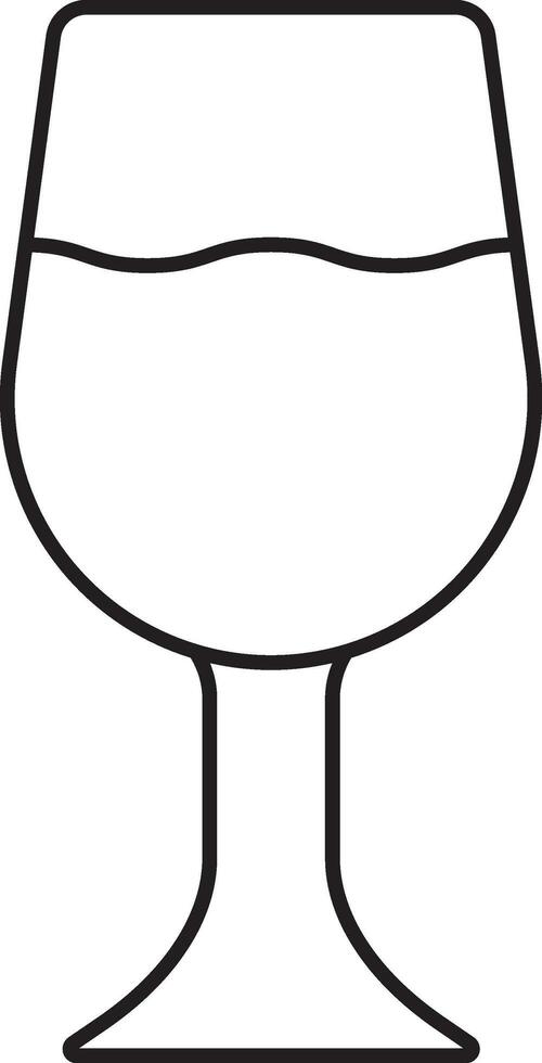 Wine or Cocktail Glass Icon in Line Art. vector