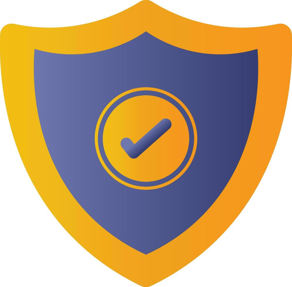 Check Shield Icon Or Symbol In Orange And Blue Color. vector