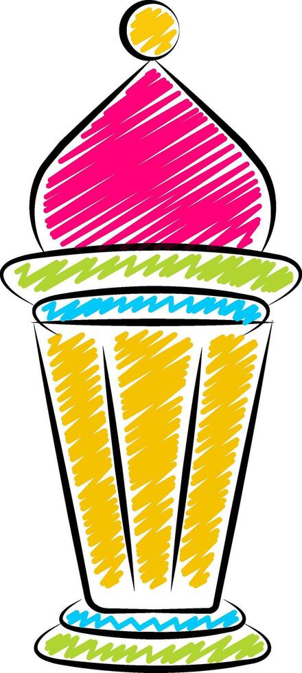 Colorful Arabic Lantern Element In Scribble Style. vector