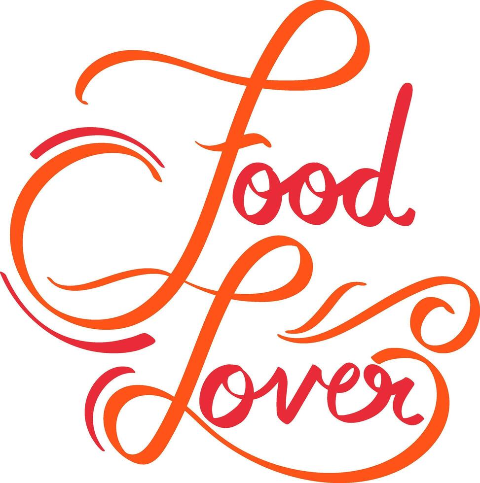 Stylish Orange Food Lover Font Text Over White Background. vector