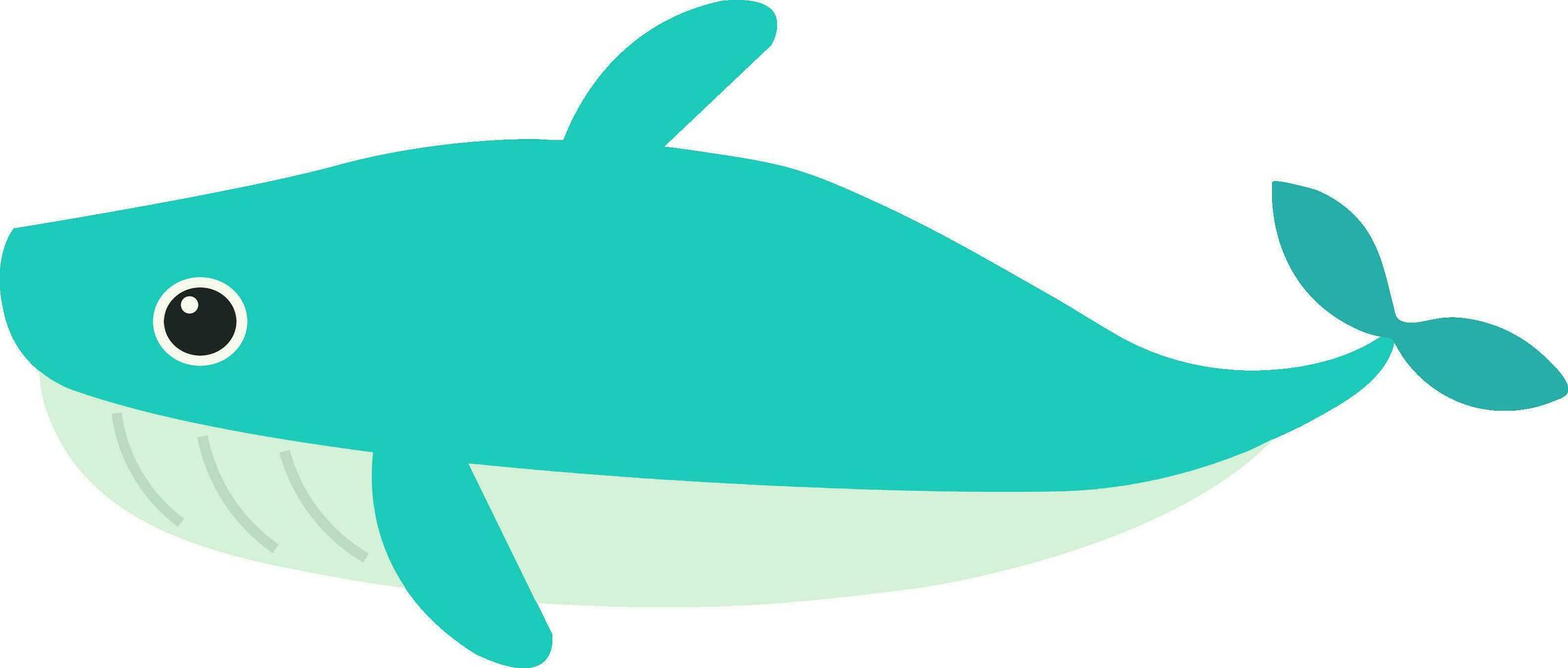 Isolated Shark Fish Icon In Turquoise Color. vector