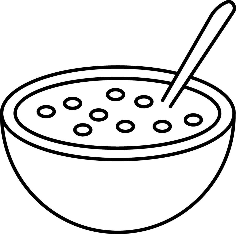 Illustration Of Cereal Bowl Icon In Black Stroke. vector