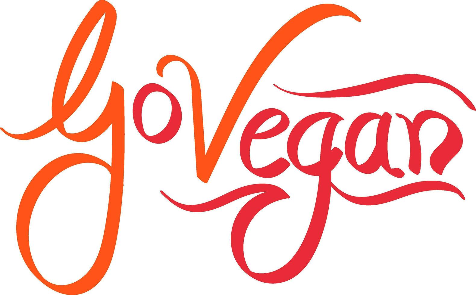 Motivation Message Of Go Vegan Orange Calligraphy Text Against White Background. vector