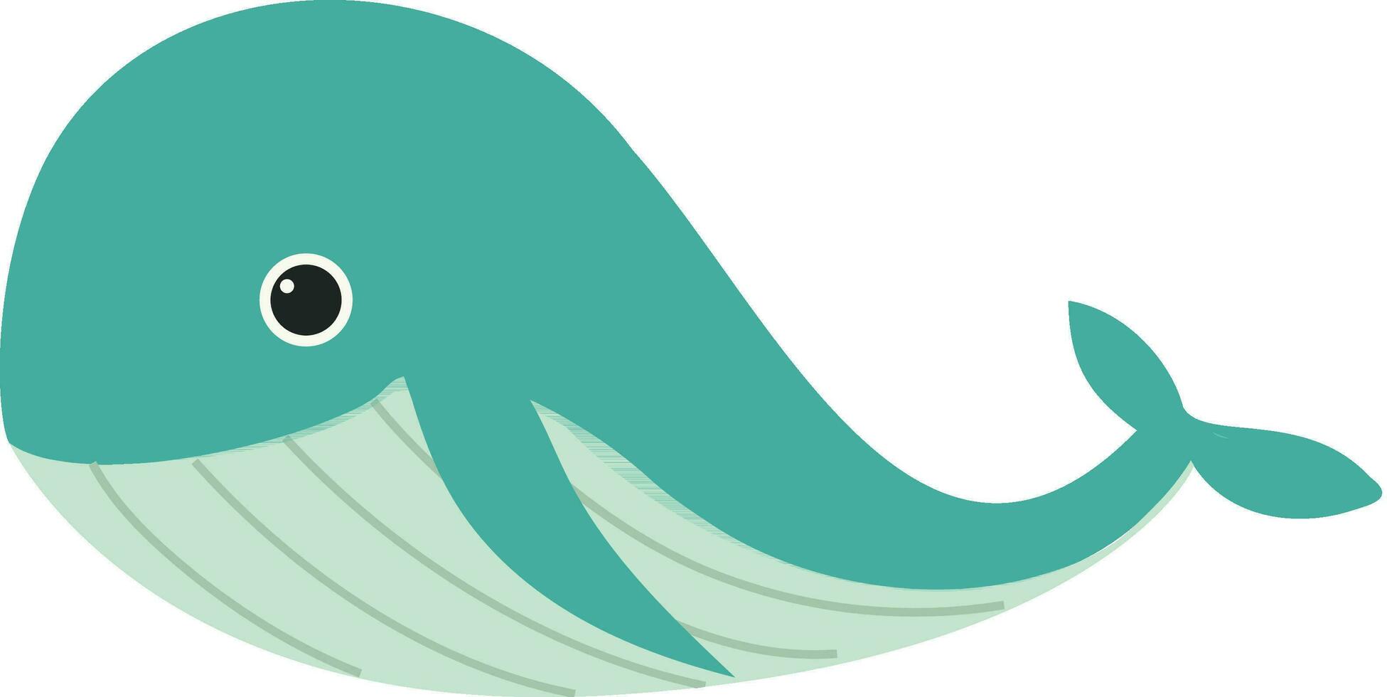 Flat Style Whale Fish Icon In Teal Color. vector