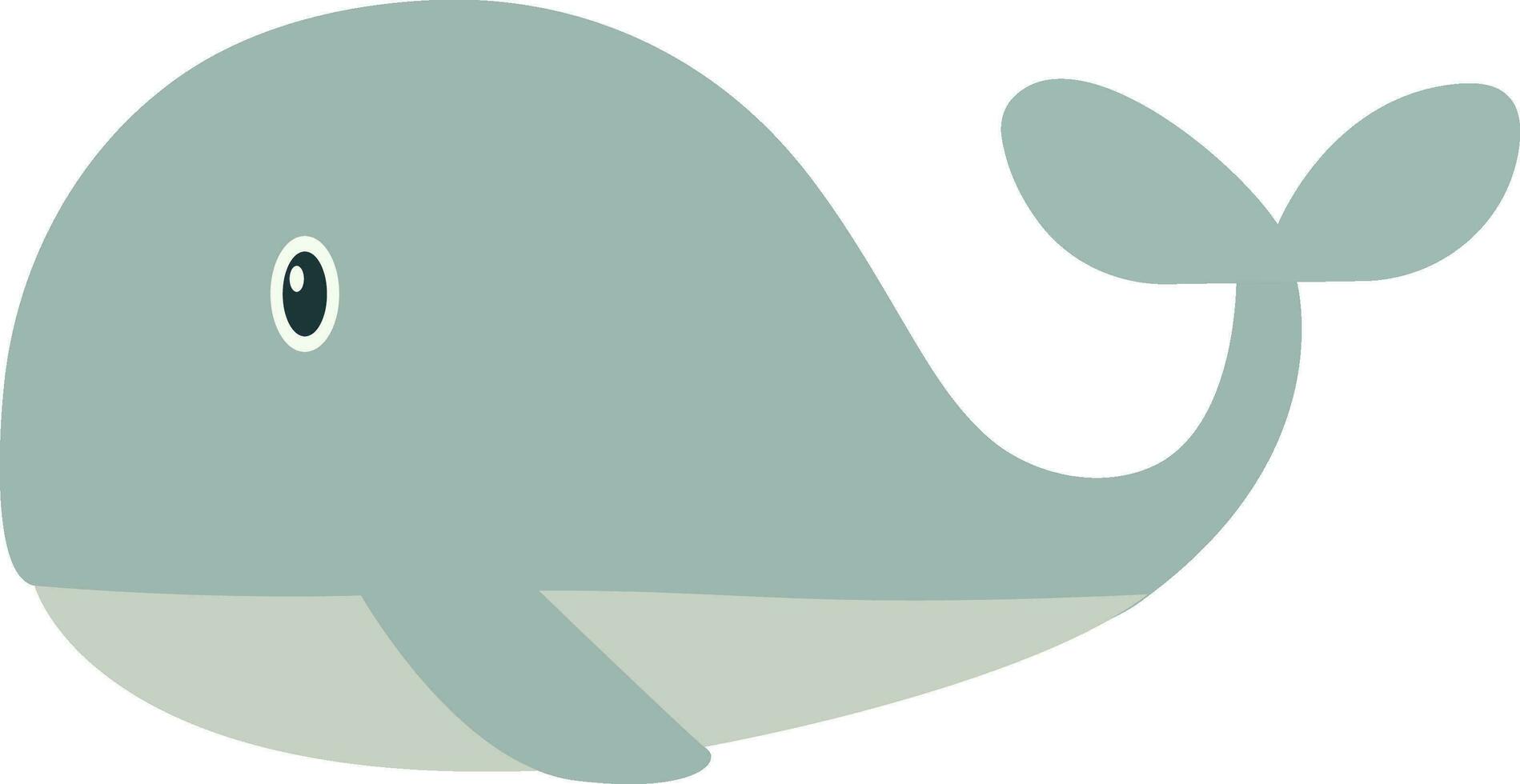 Flat Style Whale Fish Icon In Gray Color. vector