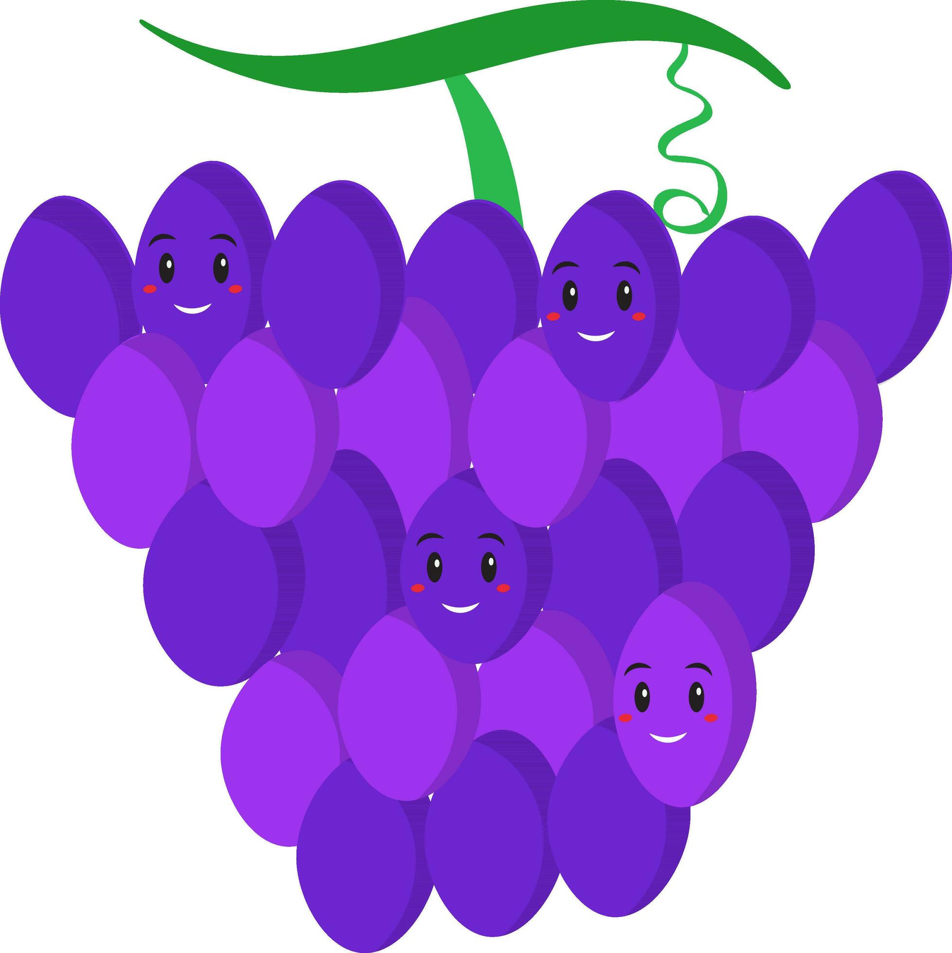 Cute Grapes Emoji In Flat Style. 24556588 Vector Art at Vecteezy