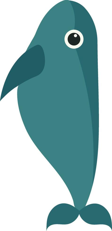 Flat Style Whale Fish Icon In Teal Color. vector