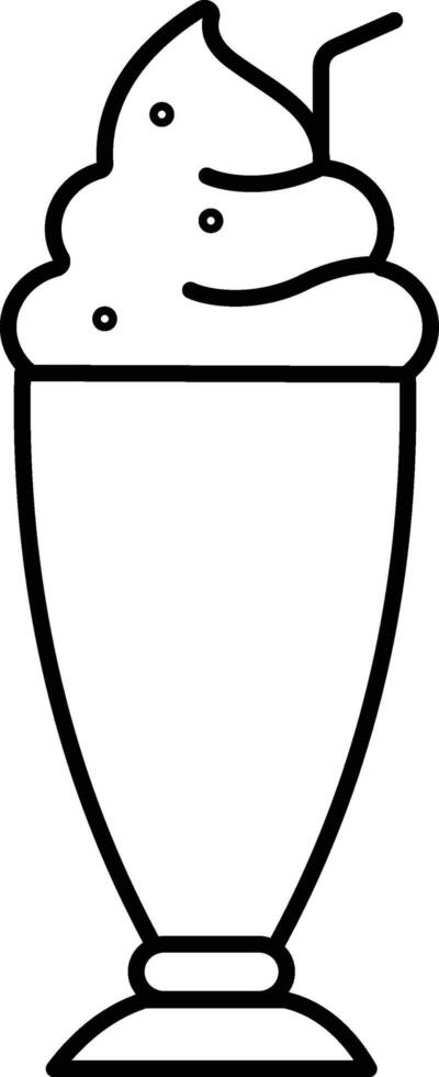 Illustration Of Creamy Milkshake with Straw Icon In Black Outline Style. vector