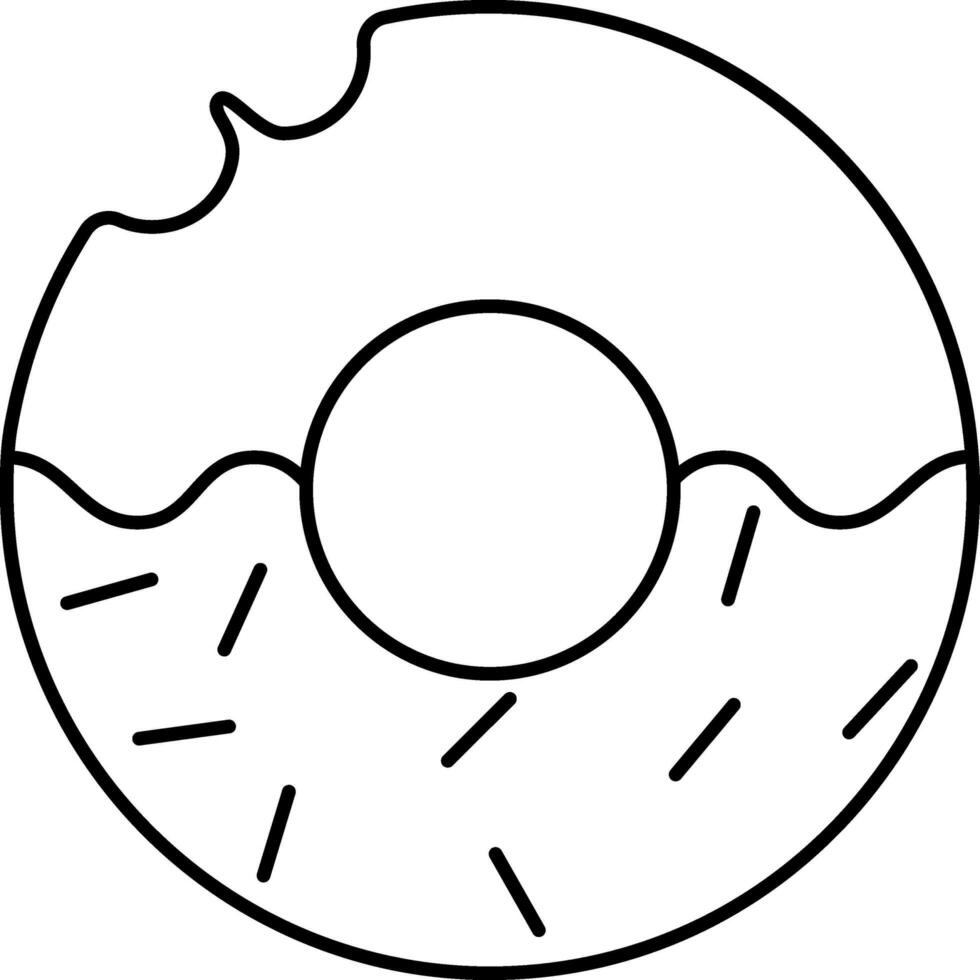 Black Linear Style Doughnut Icon. vector