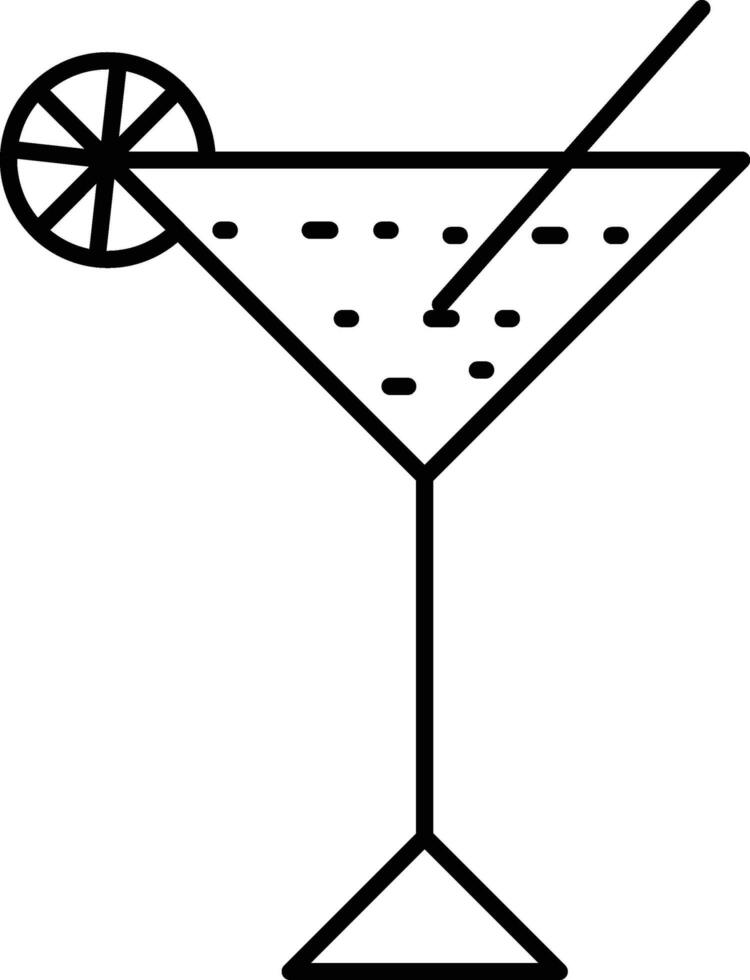 Margarita Drink Glass With Lemon Slice Icon In Black Outline Style. vector