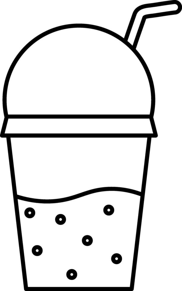 Isolated Bubble Tea Cup With Straw Icon In Line Art. vector
