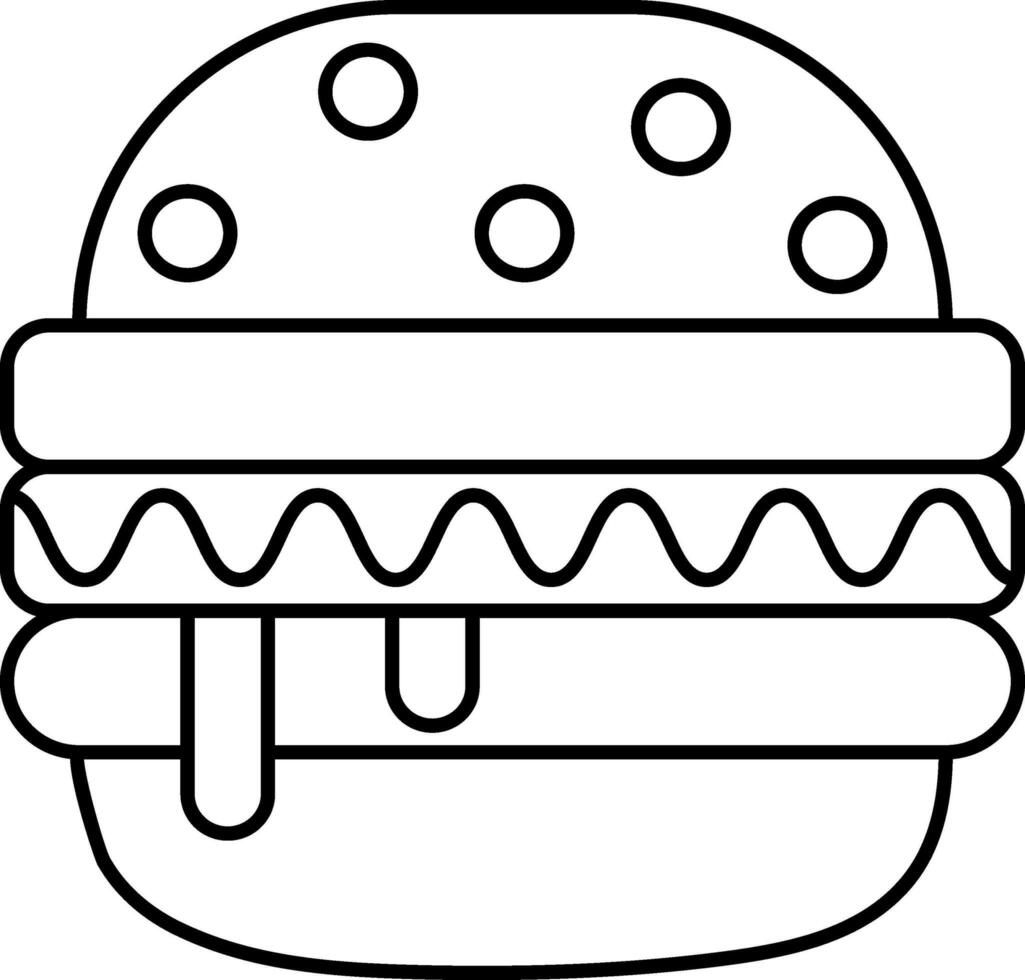Isolated Burger Icon In Line Art. vector