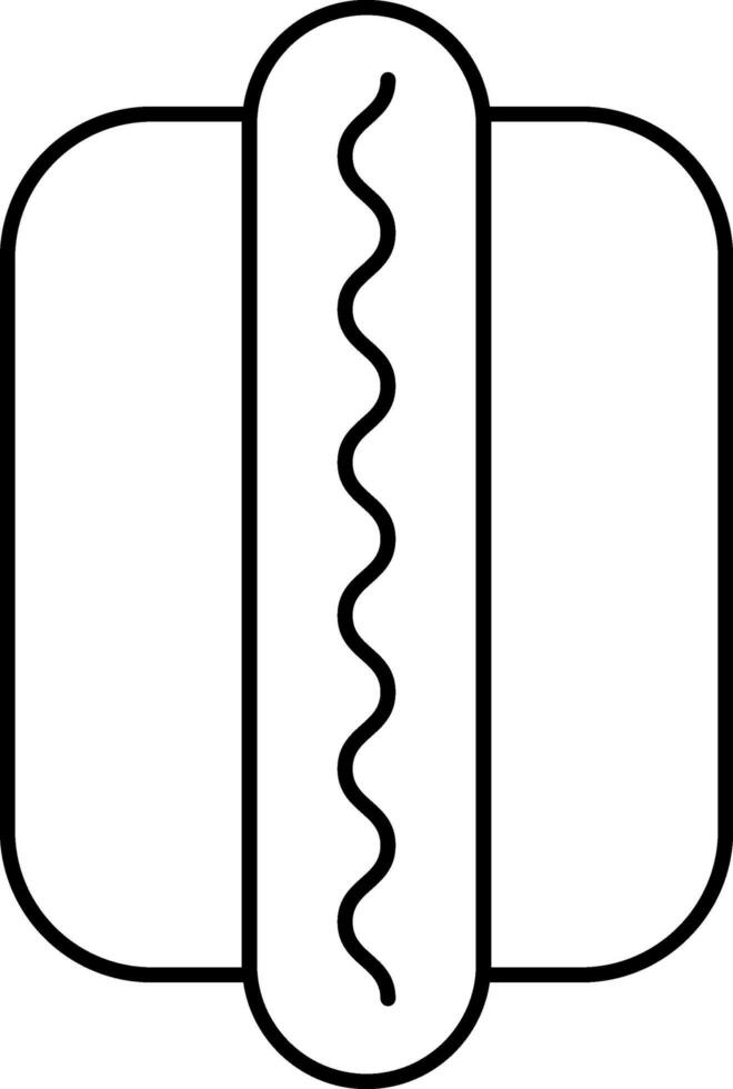 Black Linear Style Hot Dog Icon. vector