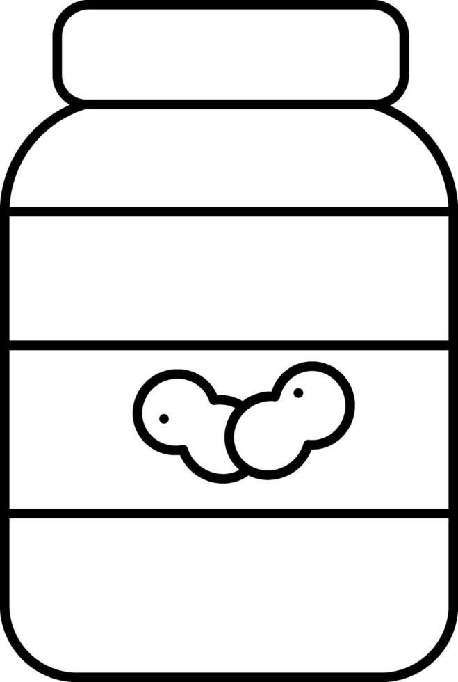 Black Linear Style Peanut Jar Icon. vector