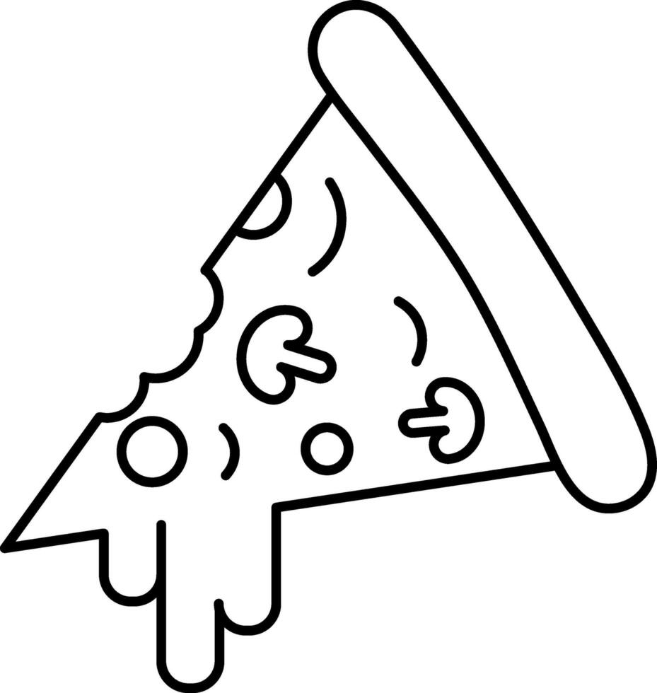 Isolated Mushroom Pizza Slice Icon In Black Outline Style. vector