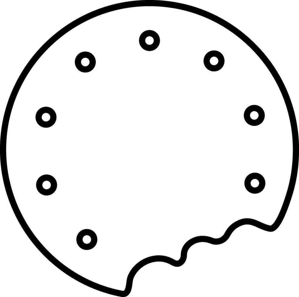 Isolated Biscuit Icon In Black Stroke. vector