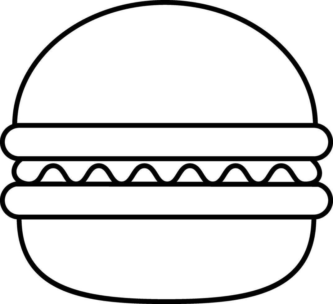 Isolated Burger Icon In Black Thin Line Style. vector