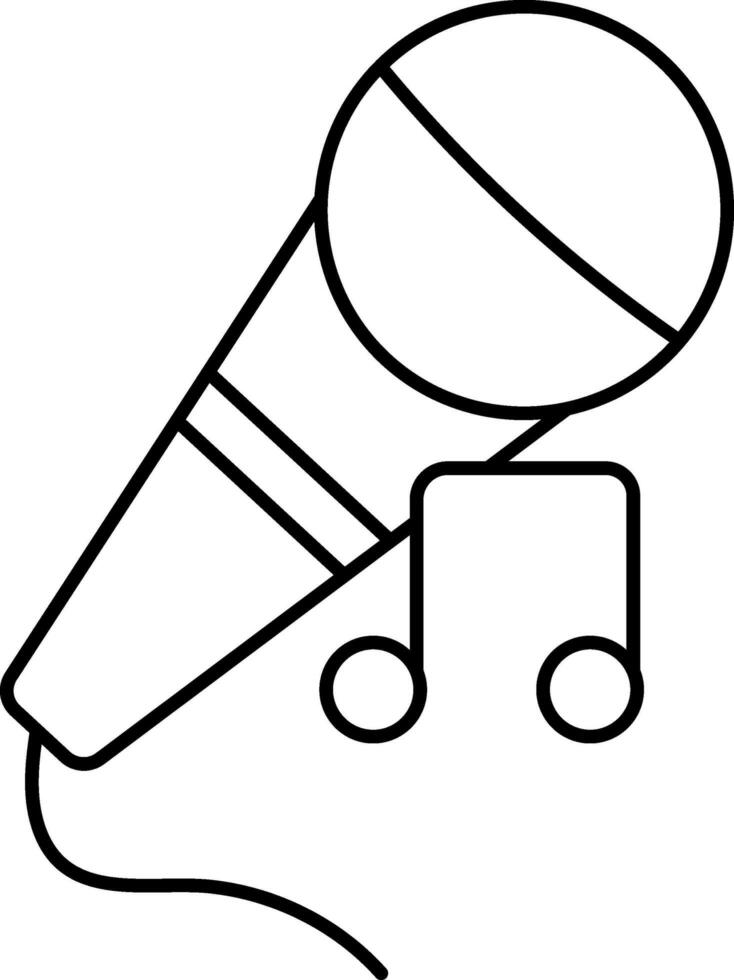 Singing Mic Icon Or Symbol In Thin Line Art. vector