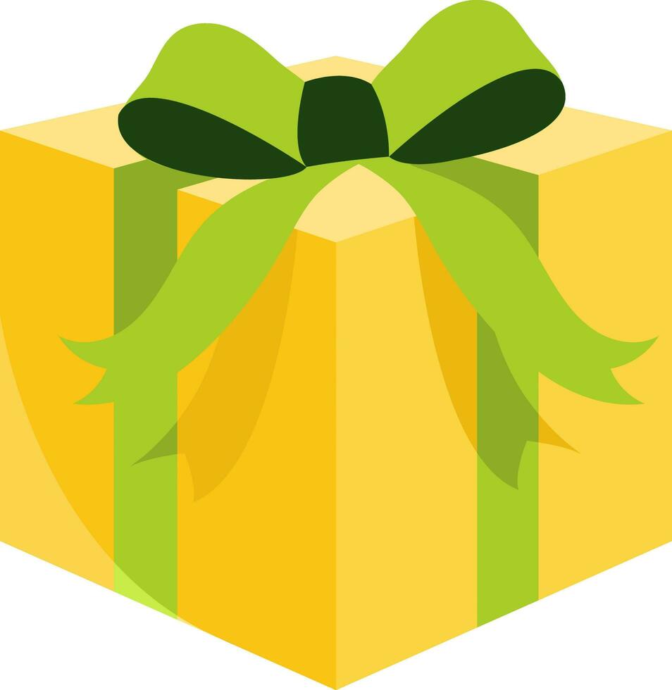 aislado regalo caja icono en verde y amarillo color. vector