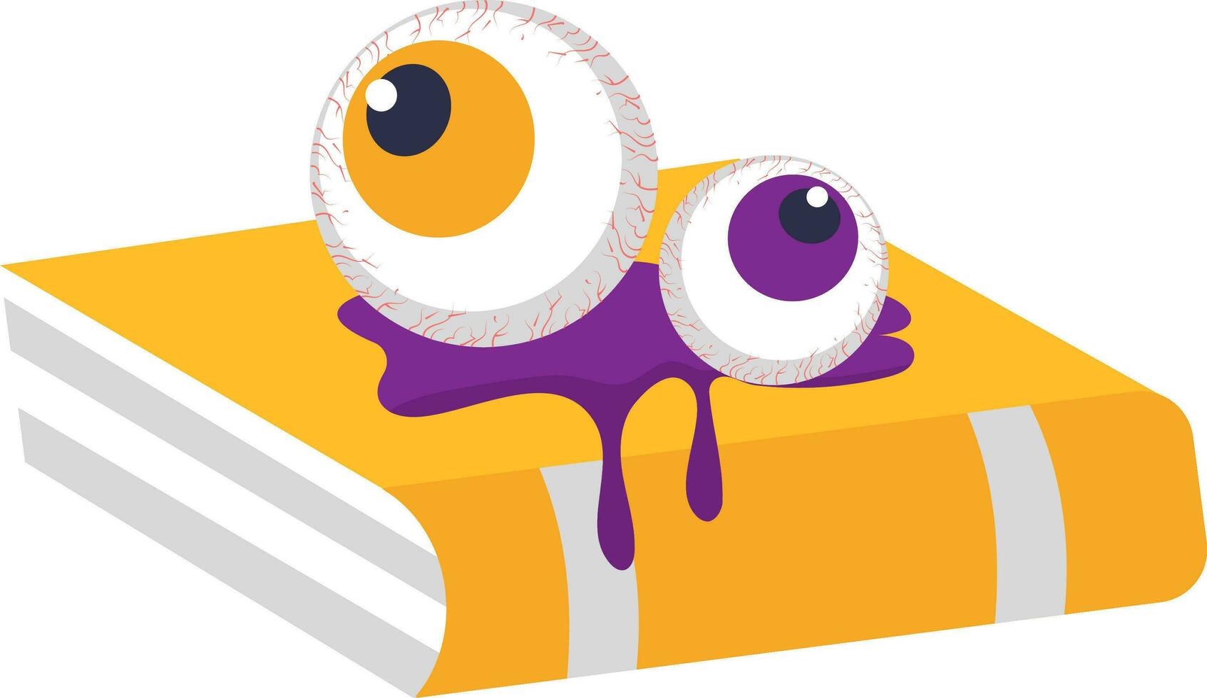 Flat Style Eyeballs With Spell Book Yellow And White Icon. vector