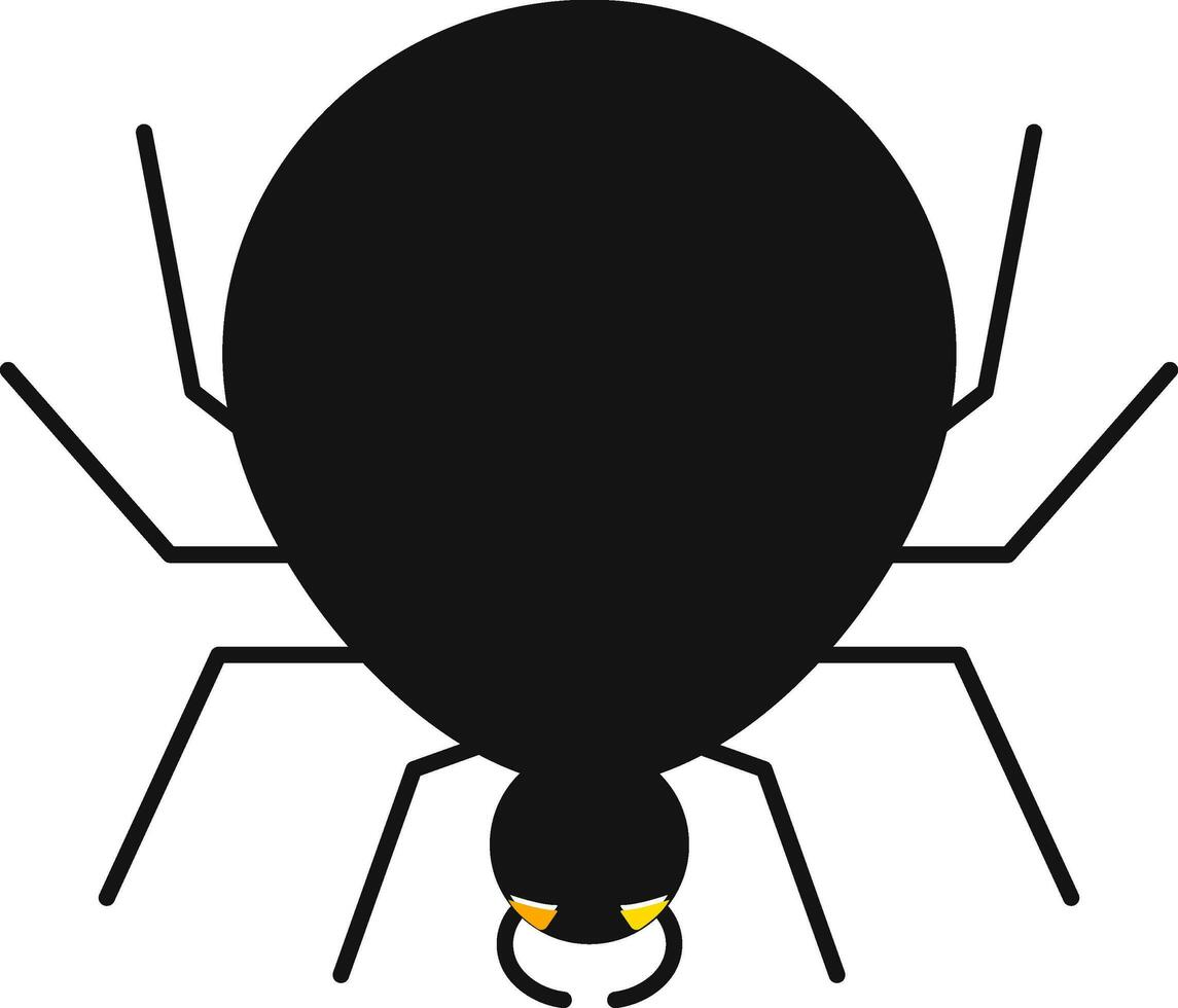 Yellow Eye Black Spider Cartoon Icon In Flat Style. vector