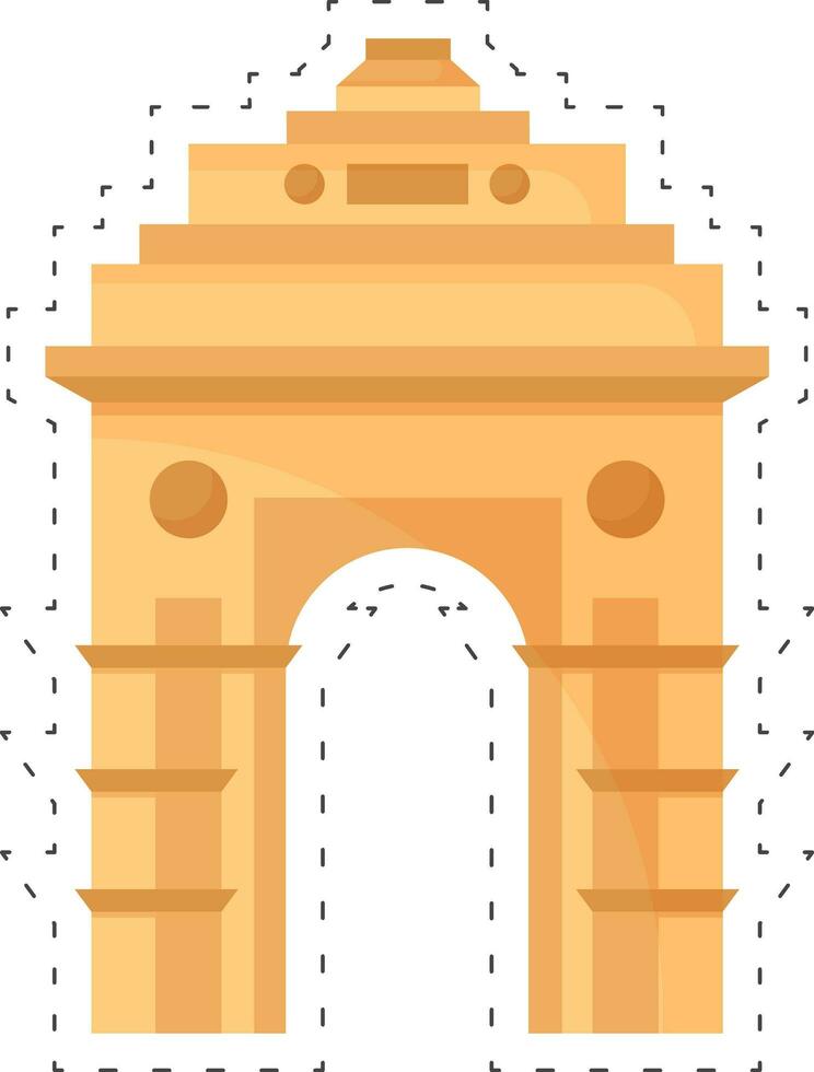 pegatina estilo India portón en naranja color. vector