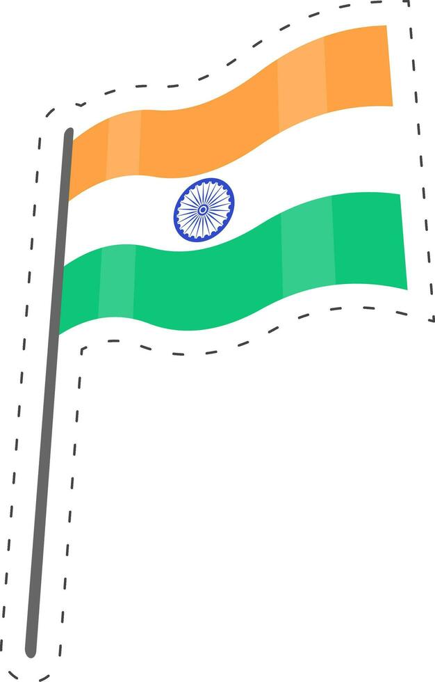 Illustration Of Wavy Indian National Flag Sticker. vector