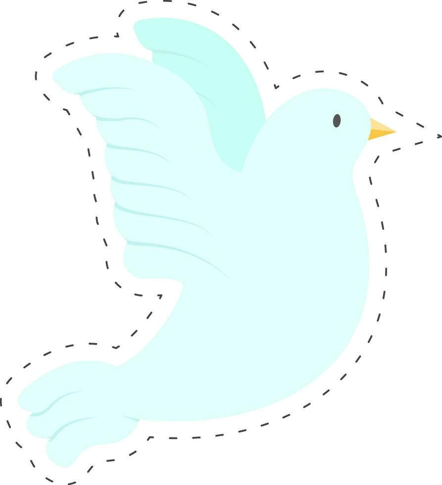 Flying Dove Cartoon Bird In Sticker Style. vector