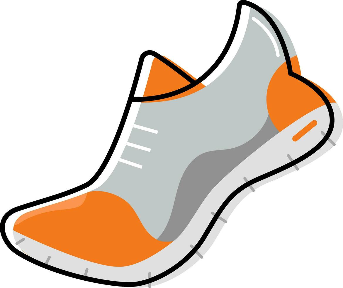 Isolated Spike Shoes Flat Icon In Grey And Orange Color. vector