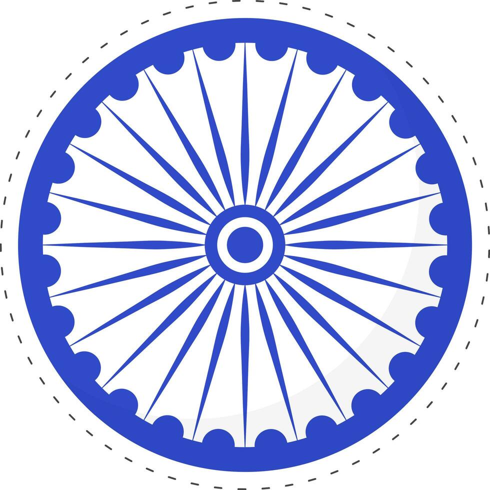 azul y blanco ilustración de ashoka rueda pegatina. vector