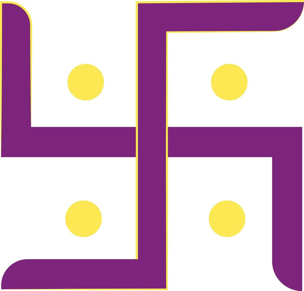 Flat Illustration Of Swastika Structure Purple And Yellow Icon. vector