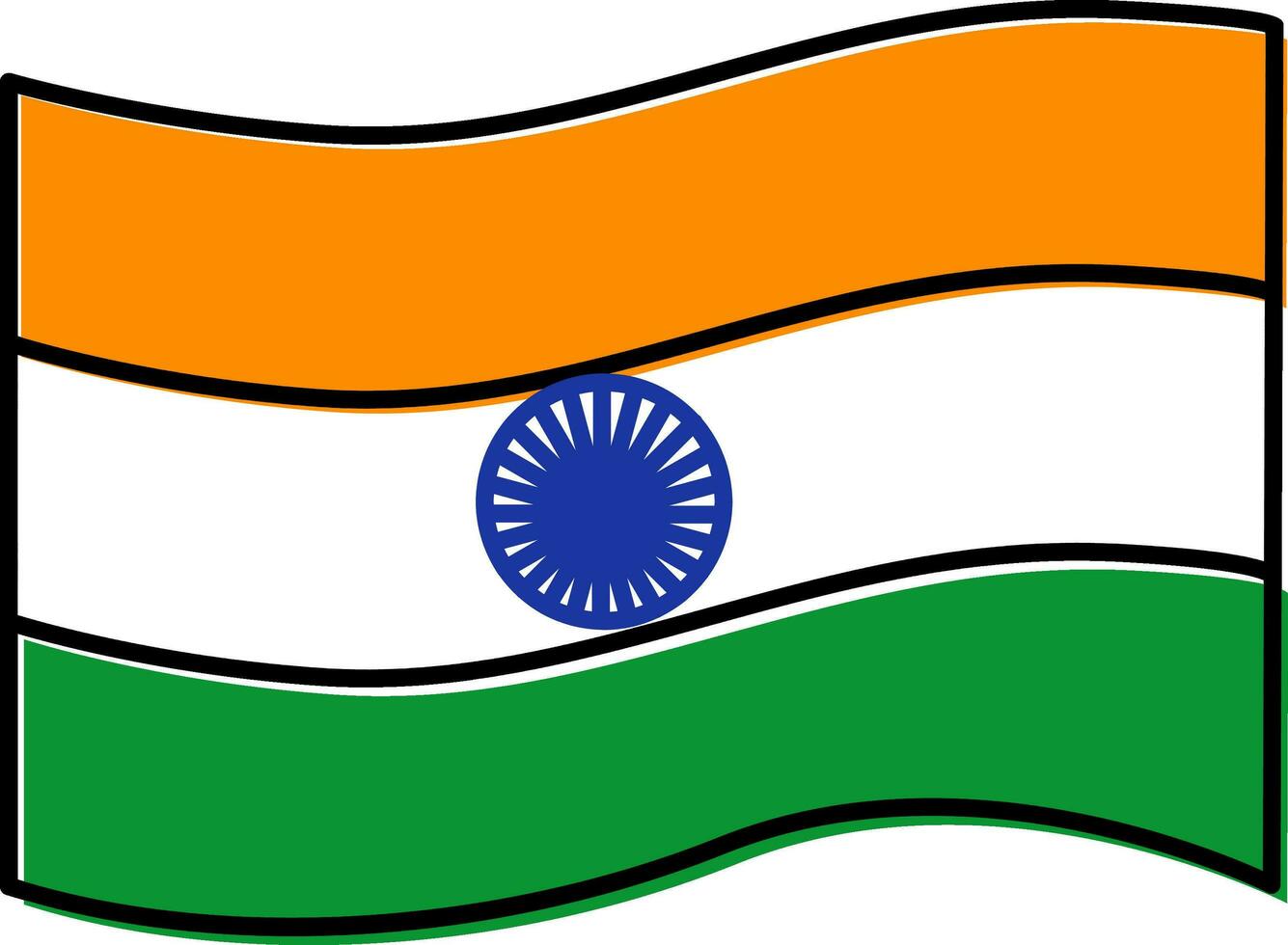 Wavy Indian National Flag Icon In Flat Style. vector