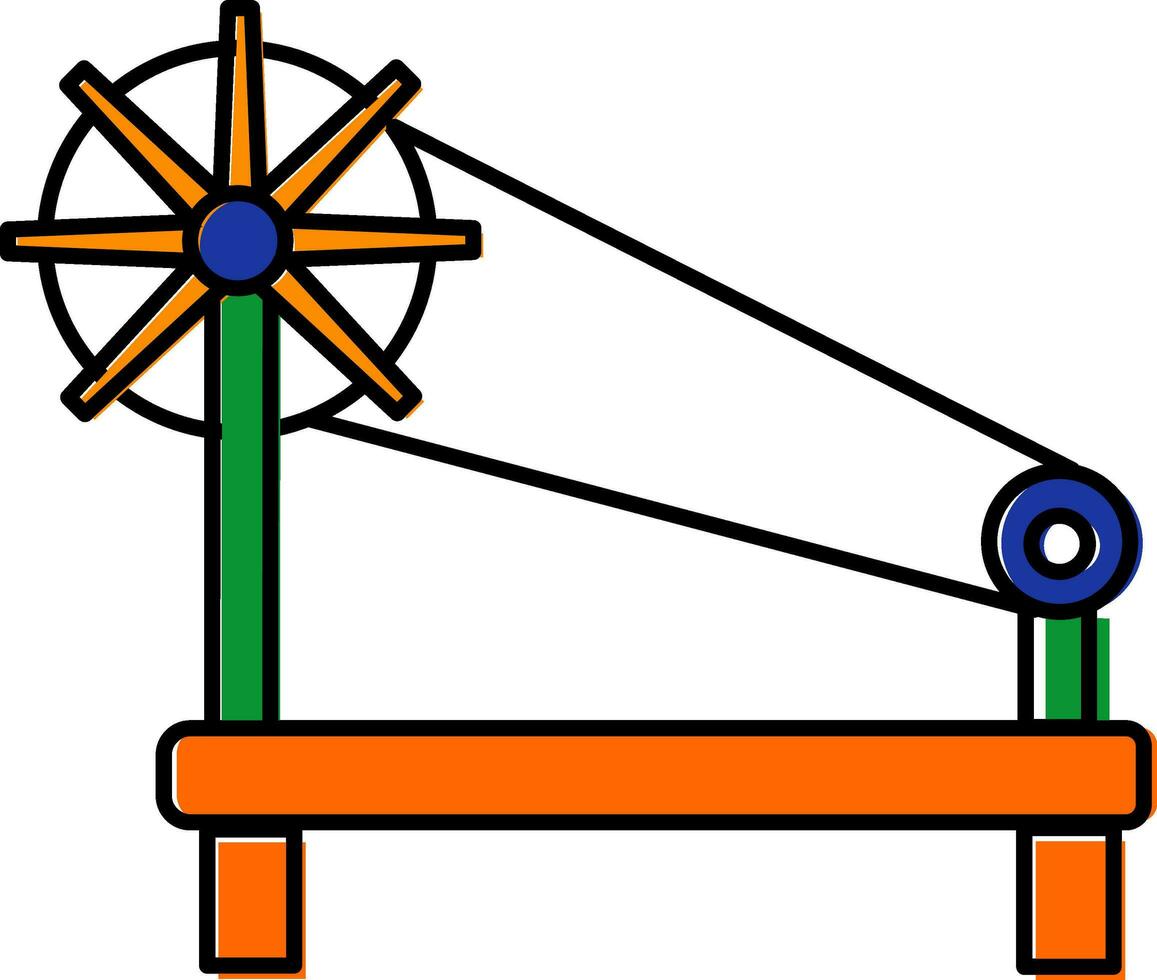 Illustration Of Charkha Icon In Flat Style. vector