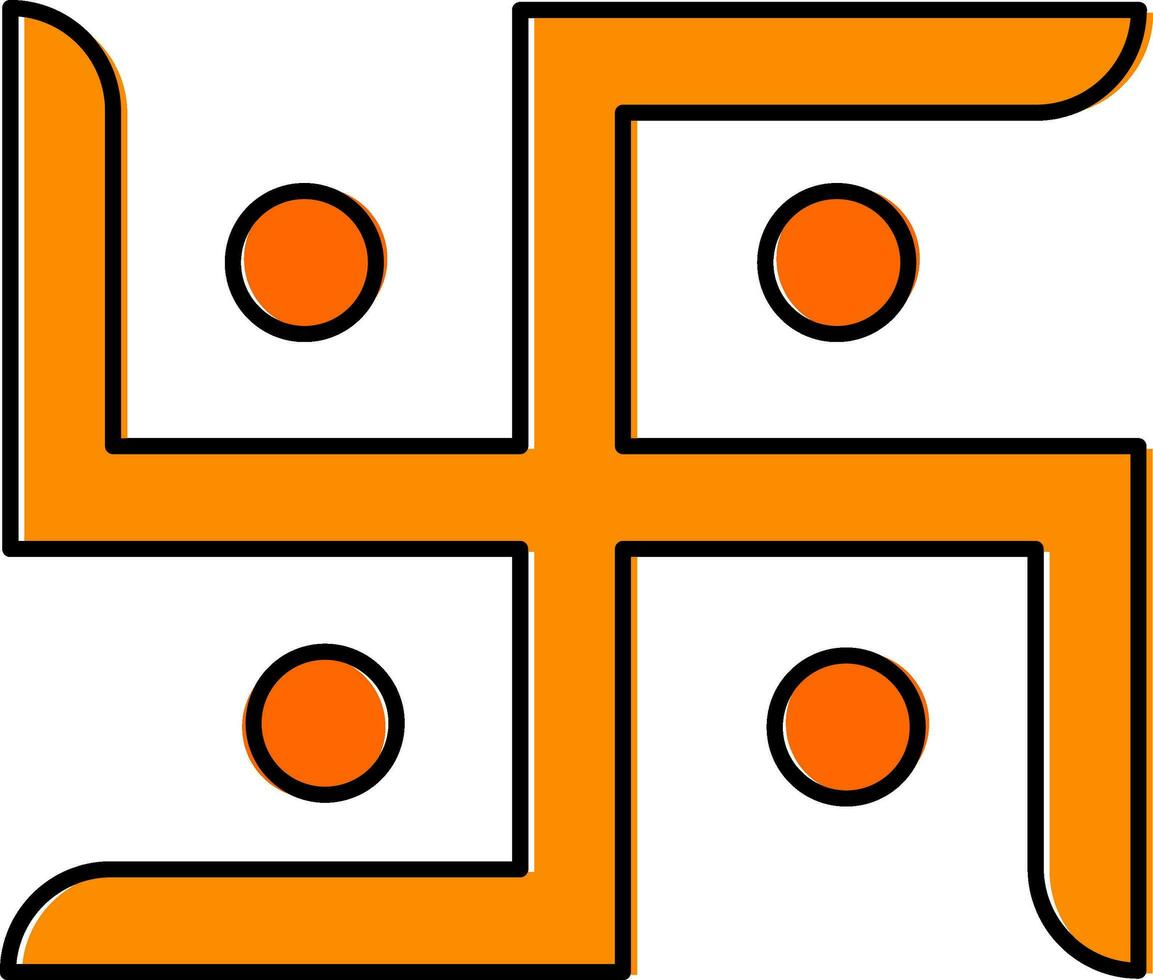 Illustration Of Swastika Symbol Icon In Orange Color. vector