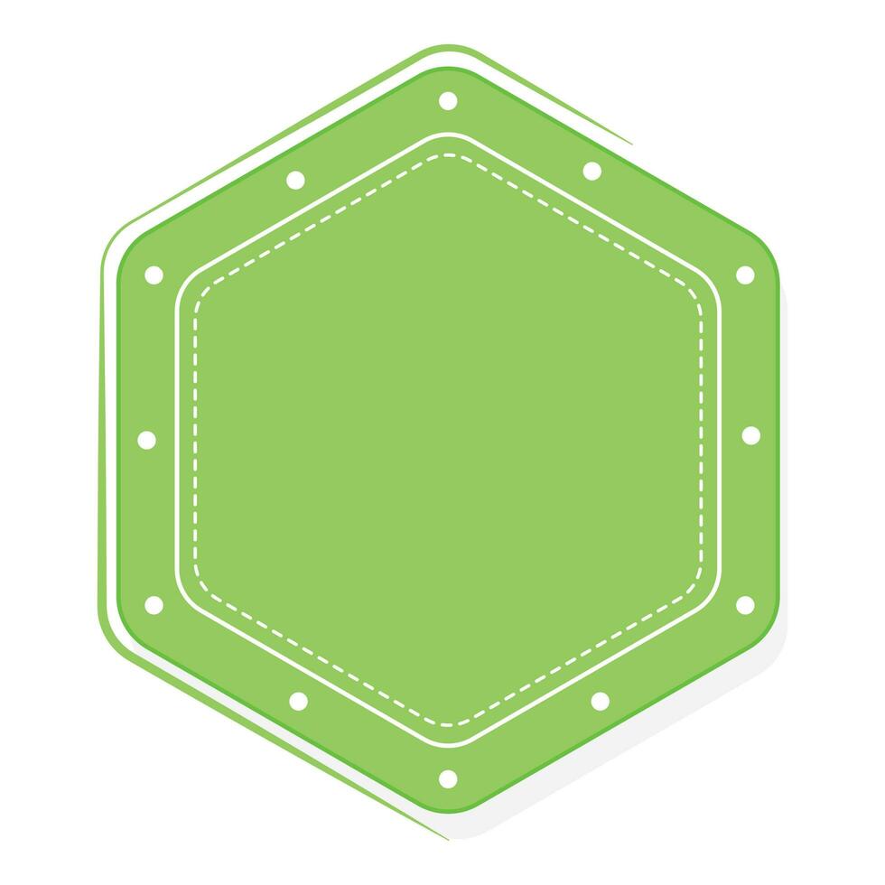 Green Empty Hexagon Shape Label Or Frame On White Background. vector