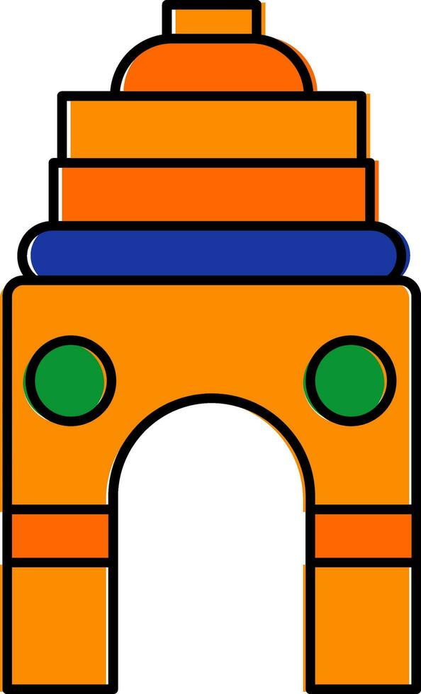 ilustración de India portón en naranja color. vector