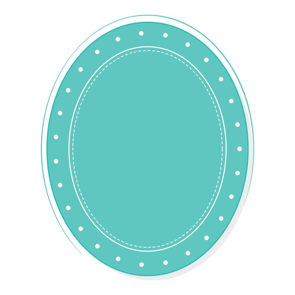 Empty Oval Frame Or Label, Sticker Element In Blue Color. vector