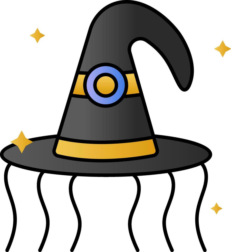 bruja pelo sombrero icono en negro y amarillo color. vector