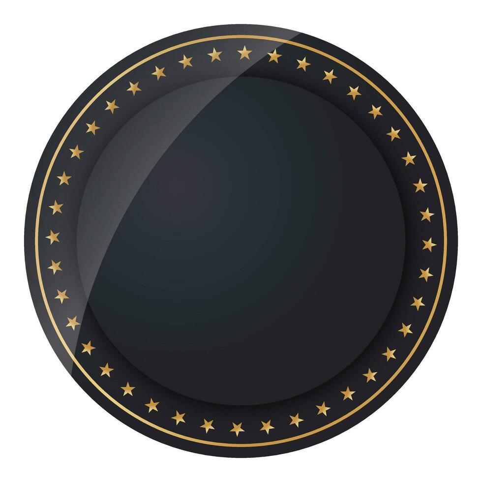 Black Empty Round Label Element On White Background. vector