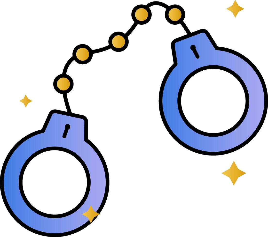 Handcuffs Icon In Blue And Yellow Color. vector